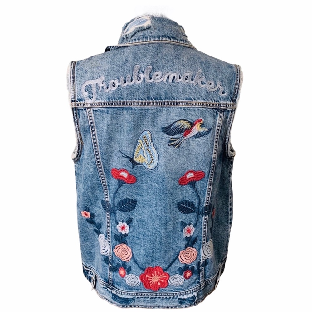 Nordstrom b.p Denim Embroidered Vest - Picture 1 of 6
